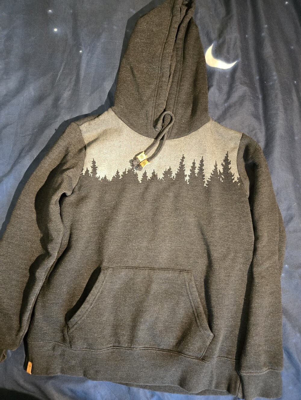 Ten Tree Women's Forest-Print Charcoal Gray Hoodie